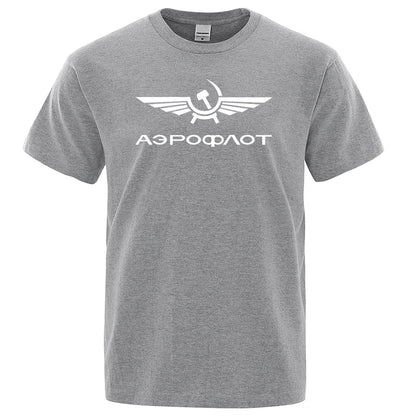 Aeroflot Aviation Russe Pilote Aerospace Aviateur T-Shirt Men Summer Cotton Short Sleeve Fashion Casual Clothes Oversize T Shirt