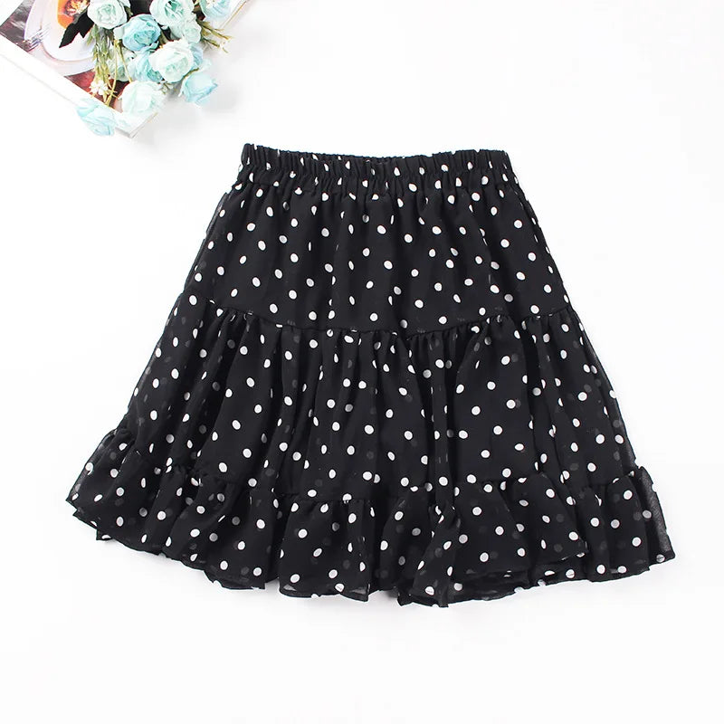 Versi Korea Luar Bandar Kecil Segar Bunga Patah Musim Panas Pinggang Tinggi Splicing Chiffon Pleated Printed Wanita Mini Tutu Skirt pendek 