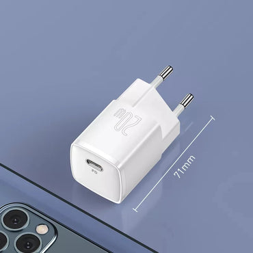 Baseus 20W USB C Pengecas Pengecas Mudah Alih Jenis C Sokongan Pengecasan Cepat PD untuk iPhone 15 14 13 12 11 Pro Max 8 Plus Pengecas Pantas 