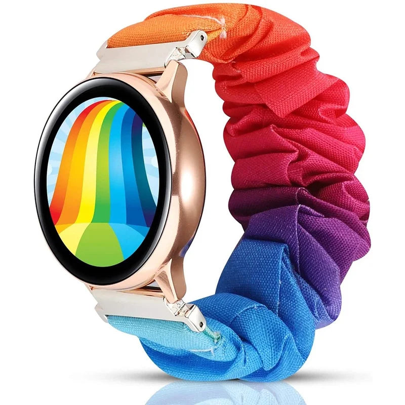 Tali Gelung Nilon Anjal Untuk Samsung Galaxy Watch 4 40mm 44mm Band Scrunchies Gelang Untuk Samsung Galaxy Watch4 Klasik 42/46mm 