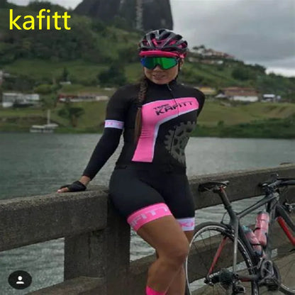 Pakaian jersi perlumbaan triatlon 2022-KAFITT sukan larian wanita pakaian sehelai sut gelung lengan panjang 20DGEL 