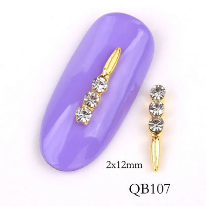 10 Keping/Lot Barang Kemas 3D Nail Art Glitter Golden Alloy Manicure Supplies Crystal Rhinestones Untuk Hiasan Nail Art QB104-108 