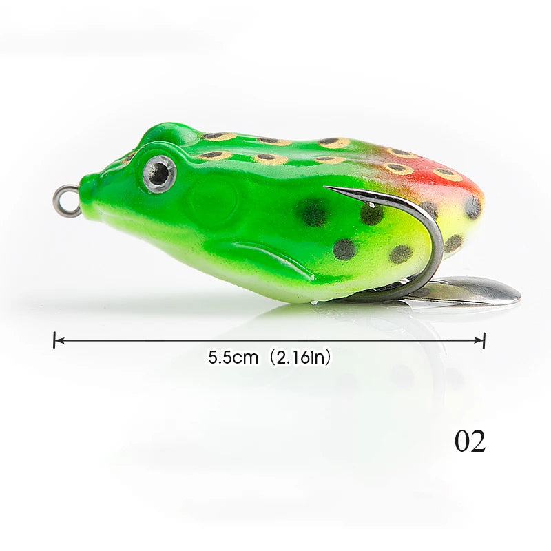 AS 2pc Soft Ray Frog Fishing Lure With Metal Sequins Top Water Artificial Bait 11g 6cm Double Hooks Frog Lure Fishing Tackle