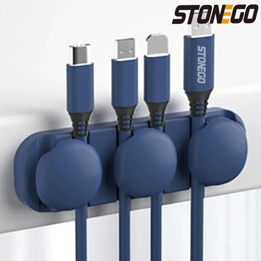 Stonego 硅胶 USB 线缆整理器 线缆卷绕器 桌面整理夹 鼠标耳机线整理器线缆固定器