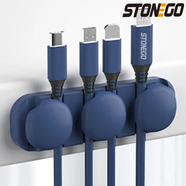 Penyusun Kabel USB Silikon Stonego Penggulung Kabel Desktop Klip Pengurusan Kemas Pemegang Kabel untuk Penyusun Kawat Fon Kepala Tetikus