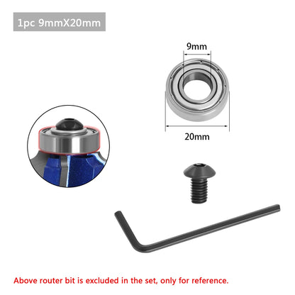 耐用钢轴承配件套件适用于路由器钻头头和柄顶部安装 1/2、3/8、3/4 轴承和止动环