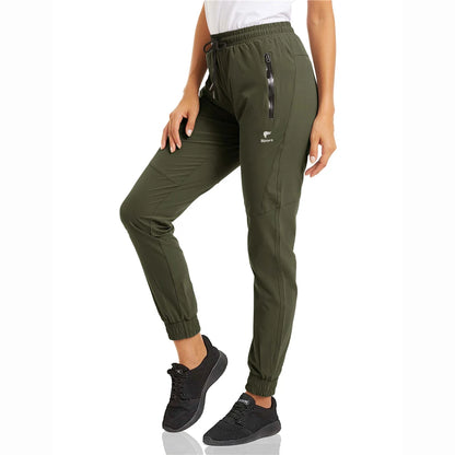 TACVASEN Women's Quick Dry Long Pants Cargo Pants Lady Multi-Zipper Pockets Joggers Sweatpants Hiking Fishing Gym Trousers Work