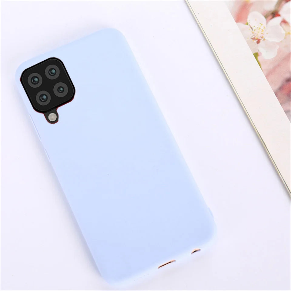 Candy Solid Color Silicone Case untuk Samsung Galaxy M32 4G F62 M62 Coque Soft TPU Matte Cover Back