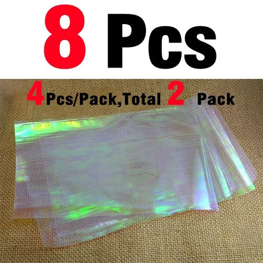 MNFT 8PCS 12CM X 20CM Fly Fishing Lure Rainbow Film  Wing Shirmp Skin Midge Flash Candy Foil Tying Material