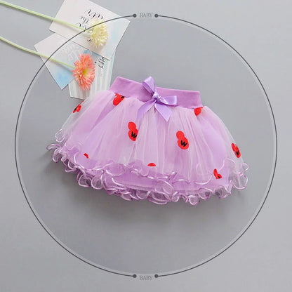 Pakaian Kanak-Kanak Musim Bunga Musim Panas Baharu Bayi Perempuan Lace Rose Tulle Skirt Birthday Party Tutu Skirt 