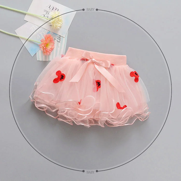 Pakaian Kanak-Kanak Musim Bunga Musim Panas Baharu Bayi Perempuan Lace Rose Tulle Skirt Birthday Party Tutu Skirt 