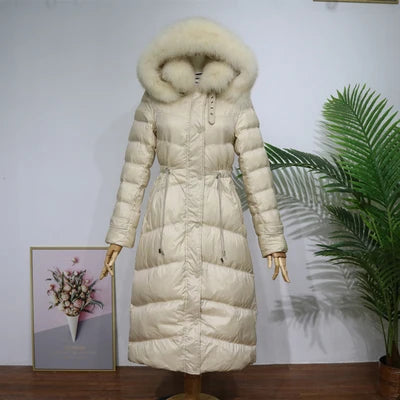 Winter Jacket Women Hooded Parka Coat Natural Fox fur collar Fashion Long Down Jackets Female Casual Warm Winter Coat 2020 New