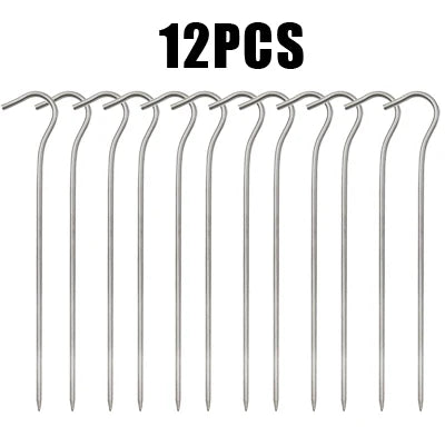 TiTo 12pcs/8pcsTitanium Alloy Khemah Pasak Paku Aksesori Perkhemahan Luaran Khemah Pancang Bend Kepala Diameter 3.5mm Titanium Paku Khemah 