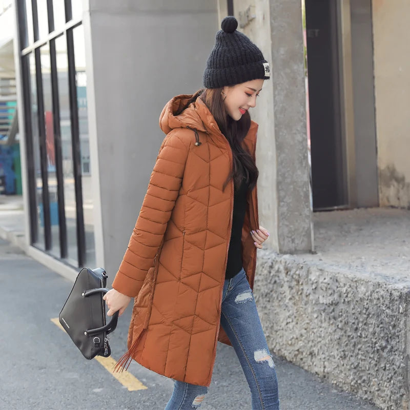 New Women Winter Hooded Warm Coat Plus Size Down Cotton Padded Jacket Female Long Parka Thick Warm Female Jacket Outerwear Coats