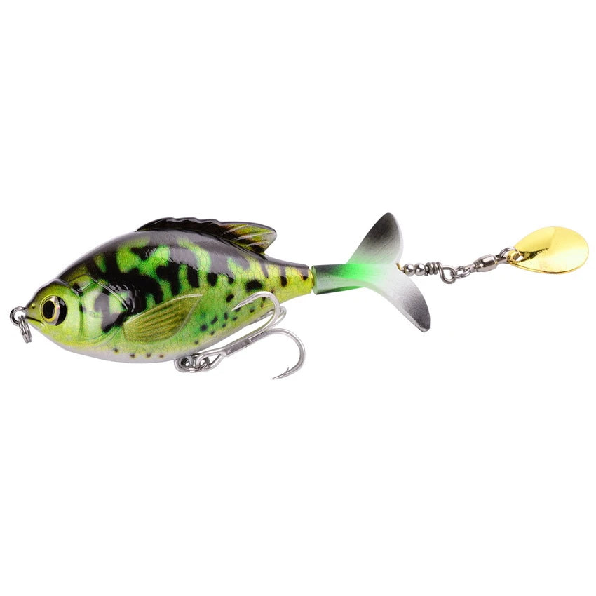 1pcs Rotate Tail Popper Lure 9.5cm 16.6g Topwater Wobble Fishing Lures Lifelike Artificial Hard Bait Bass Pike Fishing Tackle