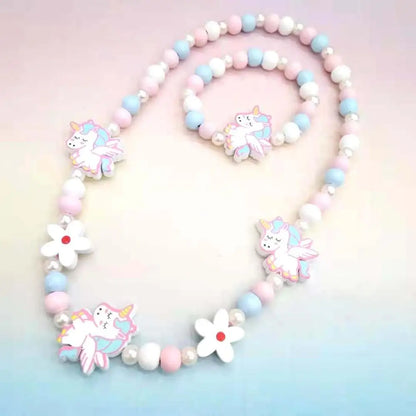 Cute Animal Flower Cartoon Flower Children's sweater necklace bracelet for children gift cp2585