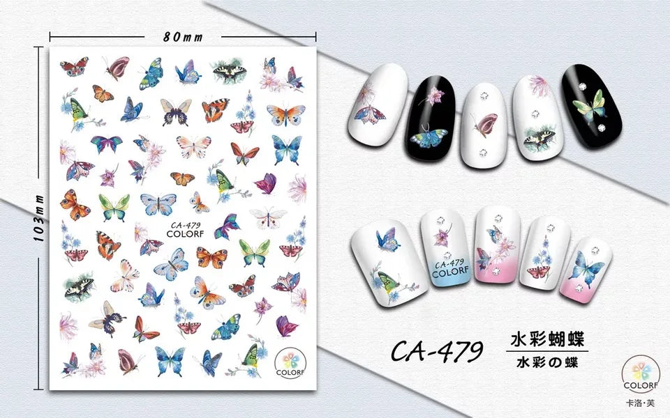 Terbaru CA-473 gaya retro 3d nail art sticker nail decal stamping eksport jepun reka bentuk rhinestones hiasan