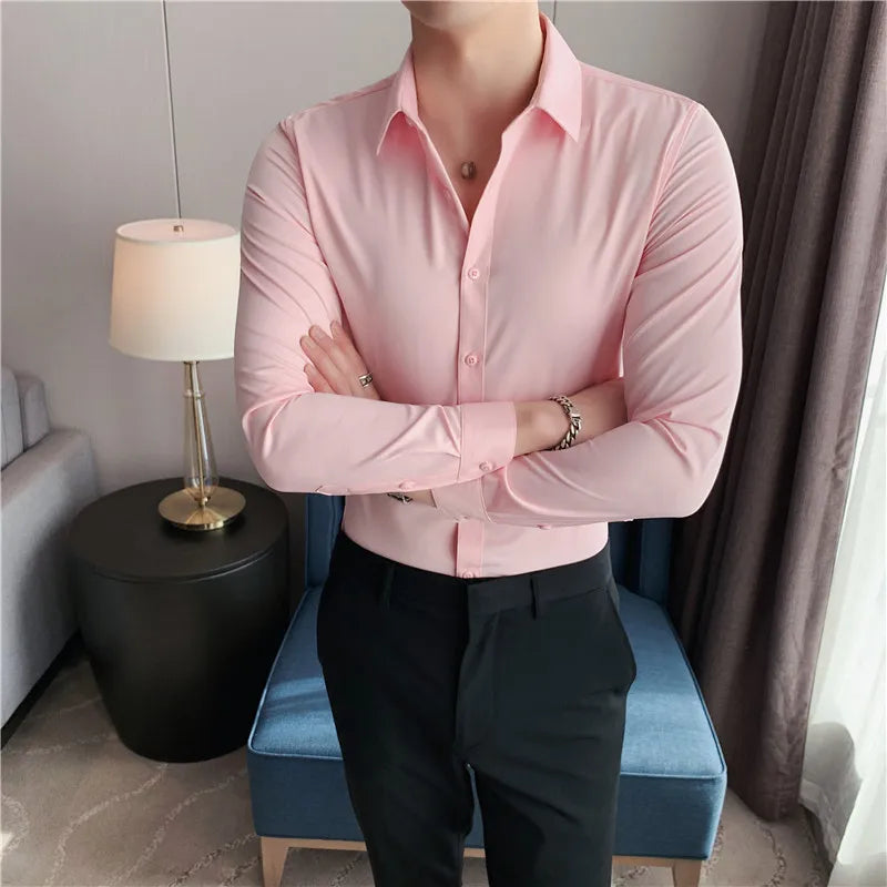 Camisas De Hombre Long Sleeve Shirts For Men Clothing 2024 Business Formal Wear Camisa Social Masculina Slim Fit Chemise Homme