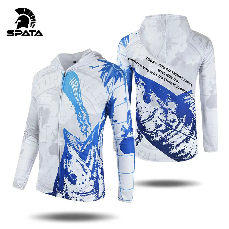 2024 SPATA Fishing Clothes Anti UV Sun Protection Summer Fishing Hoodies Long Sleeve Jerseys Breathable Quick Dry Fishing Shirts