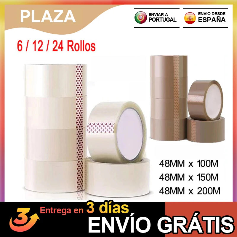 Clear/Brown 6/12 /24 Roll Pita Pembungkusan 48mm untuk Kotak dan Pakej untuk Penghantaran dan Pembungkusan Bergerak 