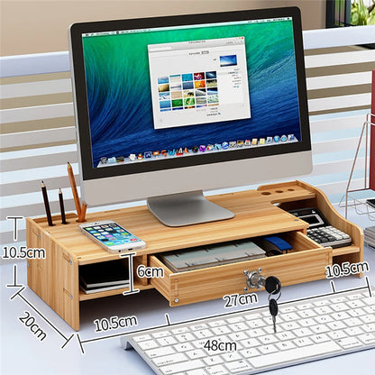 Desk-Holder Shelf Laptop-Stand Wood Desktop Monitor Stand Computer Screen Riser Shelf Plinth Strong Laptop Stand Desk Holder