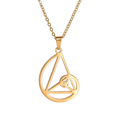 Geometry Circle Triangle Fibonacci Spiral Pendant Necklace Golden Ratio Hollow Stainless Steel Women Choker Necklace Jewelry