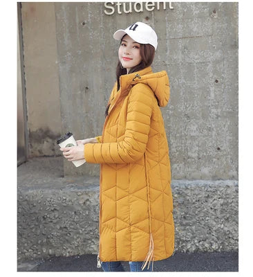 New Women Winter Hooded Warm Coat Plus Size Down Cotton Padded Jacket Female Long Parka Thick Warm Female Jacket Outerwear Coats