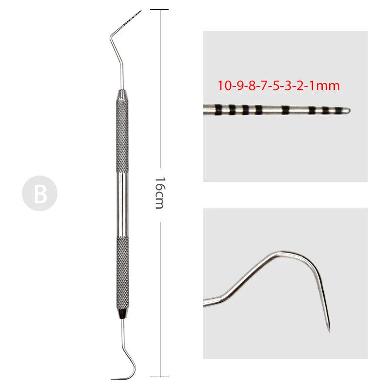 1 Keping Prob Periodontal Pergigian dengan Scaler 1pc Keluli Tahan Karat Oral Gigi Explorer Alat Instrumen Endodontik 