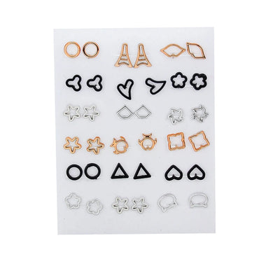 36Pairs/18pairs Anting-Anting Gaya Campuran Berlian buatan Bunga Matahari Bunga Geometrik Haiwan Geometrik Anting-Anting Stud Plastik Set Untuk Barang Kemas Wanita Wanita 