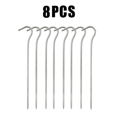 TiTo 12pcs/8pcsTitanium Alloy Khemah Pasak Paku Aksesori Perkhemahan Luaran Khemah Pancang Bend Kepala Diameter 3.5mm Titanium Paku Khemah 