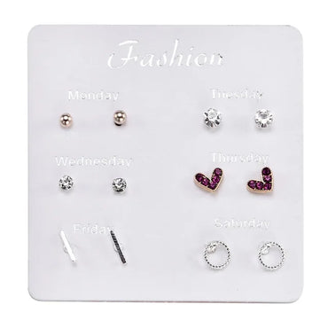 NEW 12~36 Pairs Fashion Women Girls Resin Plastic Crystal Diamante Flower Stud Earrings Set Random Style Gold Color Jewelry