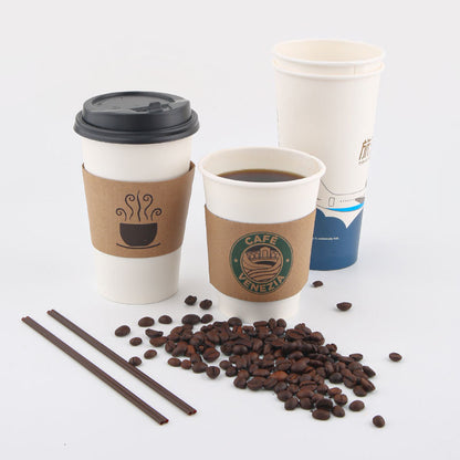 Disposable Custom 16oz 12oz 8oz Printed Paper Cups with Logo Lids for Hot and Cold Drinks Double Wall Paper Coffee and Tea Cups