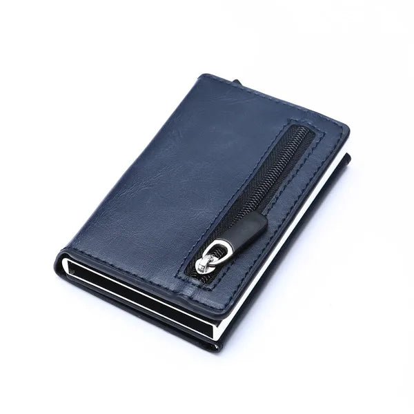 ZOVYVOL Credit Card Holder 2022 New Aluminum Box Card Wallet Men RFID PU Leather Pop Up Card Case Magnet Carbon Fiber Coin Purse