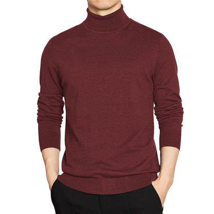 High Quality Turtleneck Sweater Men Pullover Basic Solid Turtle-Neck Sweater Male Black Wine red Green Grey Purple Knitwear Man