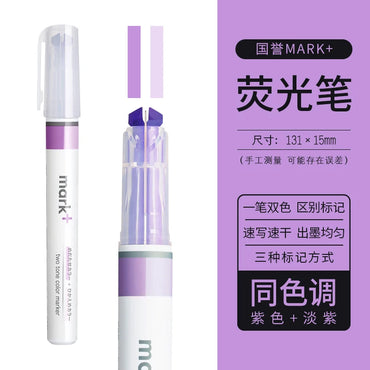 1pc Japanese Kokuyo Mark+ Two-color Highlighter Two Tone Color Marker Creative Stationery Office School Supplies