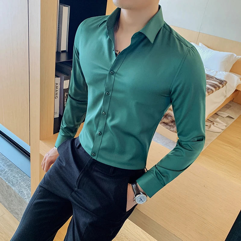 Camisas De Hombre Long Sleeve Shirts For Men Clothing 2024 Business Formal Wear Camisa Social Masculina Slim Fit Chemise Homme