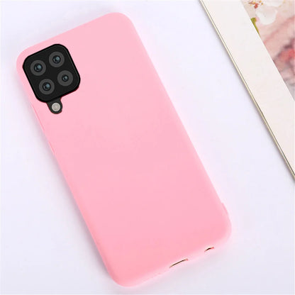 Candy Solid Color Silicone Case untuk Samsung Galaxy M32 4G F62 M62 Coque Soft TPU Matte Cover Back