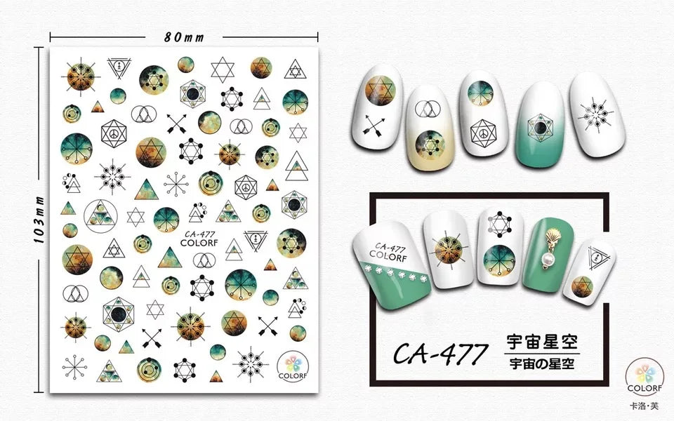 Terbaru CA-473 gaya retro 3d nail art sticker nail decal stamping eksport jepun reka bentuk rhinestones hiasan