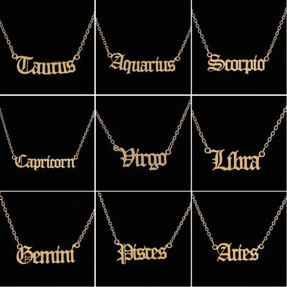 Capricorn Aquarius Pisces Aries Taures Gemini Kanser Leo Virgo Libra Scorpio Sagittarius Zodiac Kalung 12 Buruj Choker 