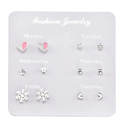 NEW 12~36 Pairs Fashion Women Girls Resin Plastic Crystal Diamante Flower Stud Earrings Set Random Style Gold Color Jewelry