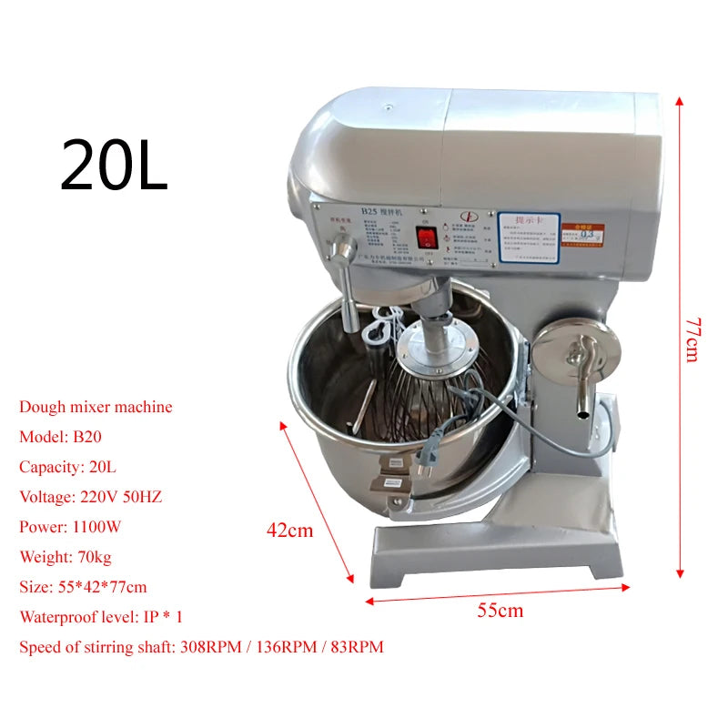 220V 电​​动面团搅拌机专业鸡蛋搅拌机 10L 厨房立式食品搅拌机奶昔蛋糕搅拌揉面机