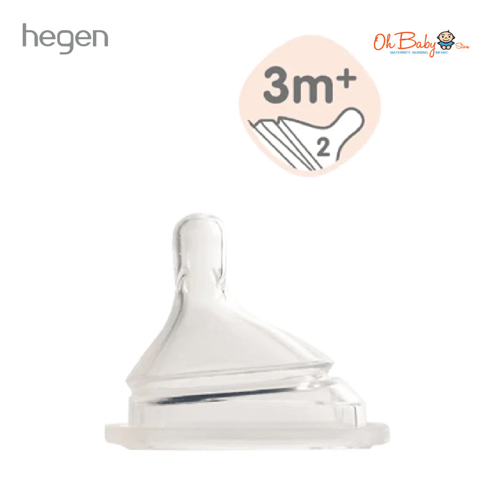 Hegen PCTO™ 240ml / 8oz Feeding Bottle PPSU | Medium Flow Teat (3–6 Bulan) | Twin Pack