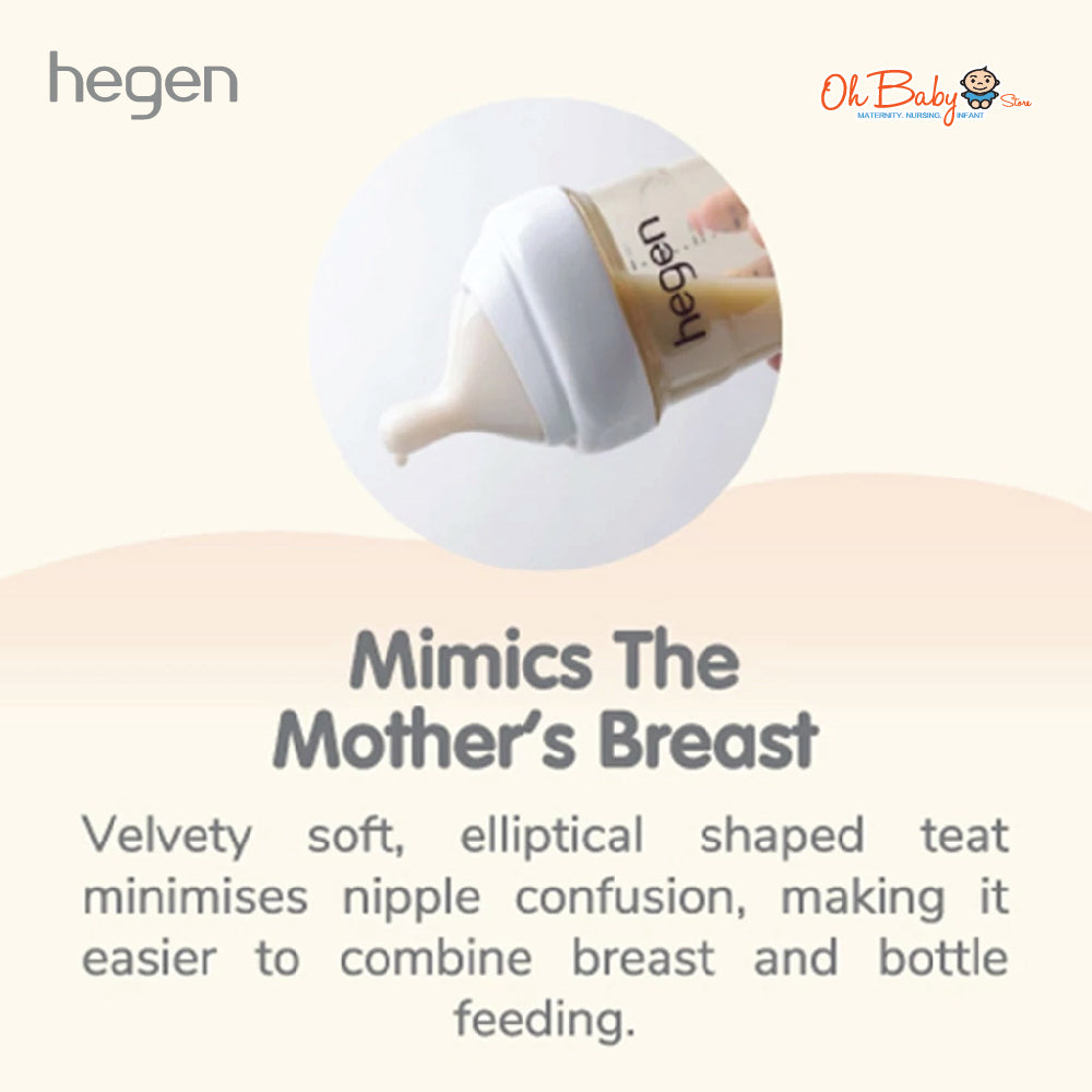 Hegen PCTO™ 240ml / 8oz Feeding Bottle PPSU | Medium Flow Teat (3–6 Bulan) | Twin Pack