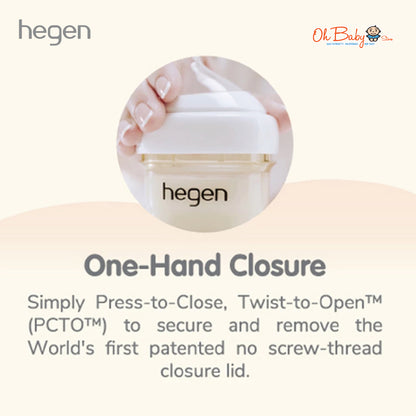 Hegen PCTO™ 240ml / 8oz Feeding Bottle PPSU | Medium Flow Teat (3–6 Bulan) | Twin Pack