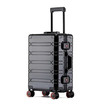 All aluminum rolling luggage universal wheel fashion travel trolley suitcase 20/24/28 inch metal hard box password check-in case