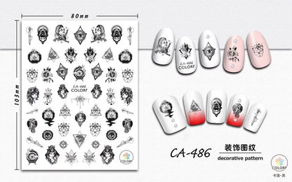 Newest CA-473 Retro style 3d nail art sticker nail decal stamping export japan designs rhinestones  decorations