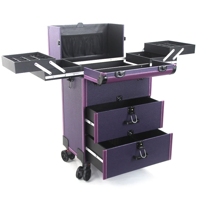 Professional trolley cosmetic luggage large-capacity follow-up makeup nail tattoo hairdressing beauty multi-layer toolbox