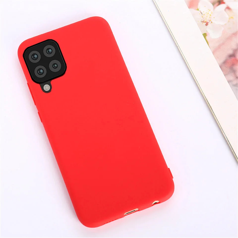 Candy Solid Color Silicone Case untuk Samsung Galaxy M32 4G F62 M62 Coque Soft TPU Matte Cover Back