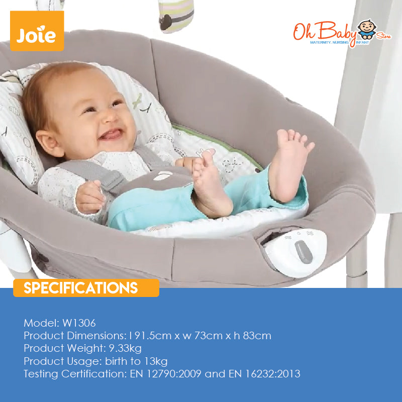 Joie serina™ Swivel Baby Swing | Multi-Direction Swing, Soothing & Comfortable | Newborn hingga 9kg | 2-Year Warranty