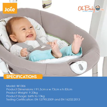 Joie serina™ Swivel Baby Swing | Multi-Direction Swing, Soothing & Comfortable | Newborn hingga 9kg | 2-Year Warranty